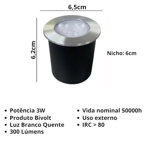 Kit 25 Balizadores Blindado Piso Led Solo Embutir 3w Ip67 Bivolt