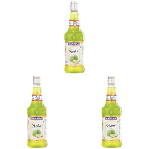 Image of Manama Mango Panna Kairi Panha Syrup (aam) | Mixer for Mocktails, Cocktails, Drinks, Juices, Beverages | Non Alcoholic Mix 750ML Bottle (Pack of 3)