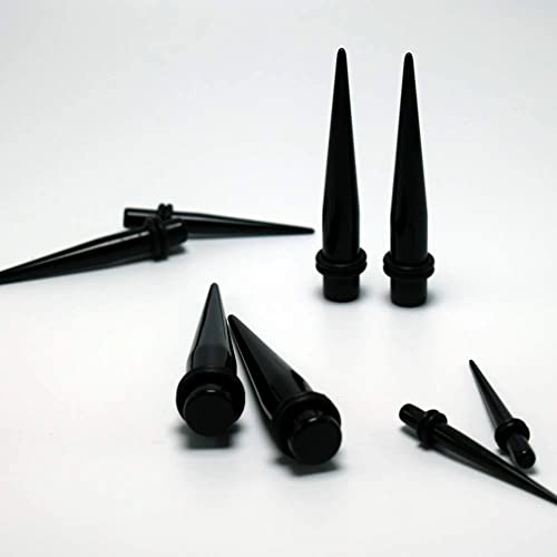 Llgltec Ear Stretching Kit 50 Pieces 14G-00G Ear Gauges Expander Set Acrylic Tapers And Plugs & Silicone Tunnels Body Piercing Jewelry Set (Black) #TOP7