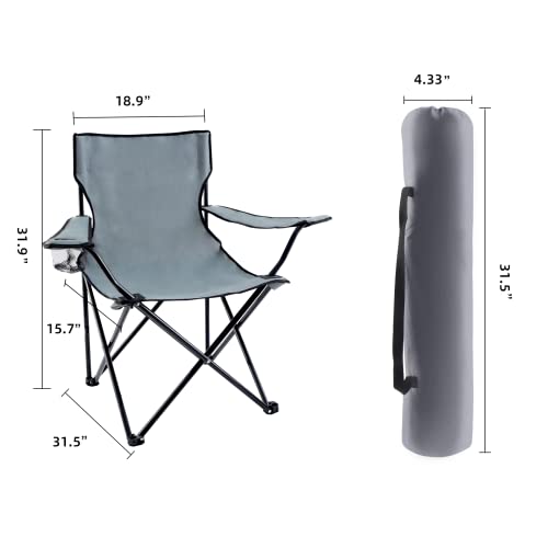 Yssoa Portable Folding Grey Camping Chair, 1-Pack #TOP2