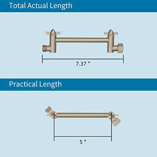 Hibbent 5 Inch All Metal Shower Head Extension Arm, Solid Brass Shower Arm Extender With Universal Connection For Rain And Handheld Showerhead, Height & Angle Adjustable Shower Arm thumb #5