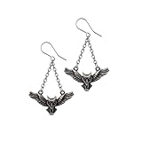 Alchemy England Noctis Athena - Orecchini a forma di gufo, in peltro inglese, finitura anticata, in acciaio inox, stile gotico, tema notturno