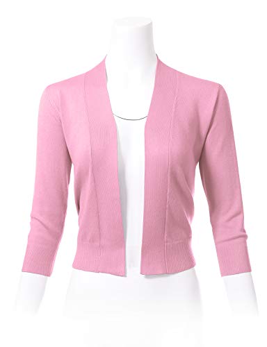 Image of Allsense Women's 3 /4 Sleeve Cropped Shrug Cardigan | Classic Bolero, Open-Front, Lightweight Soft Fine Knit Cover Up