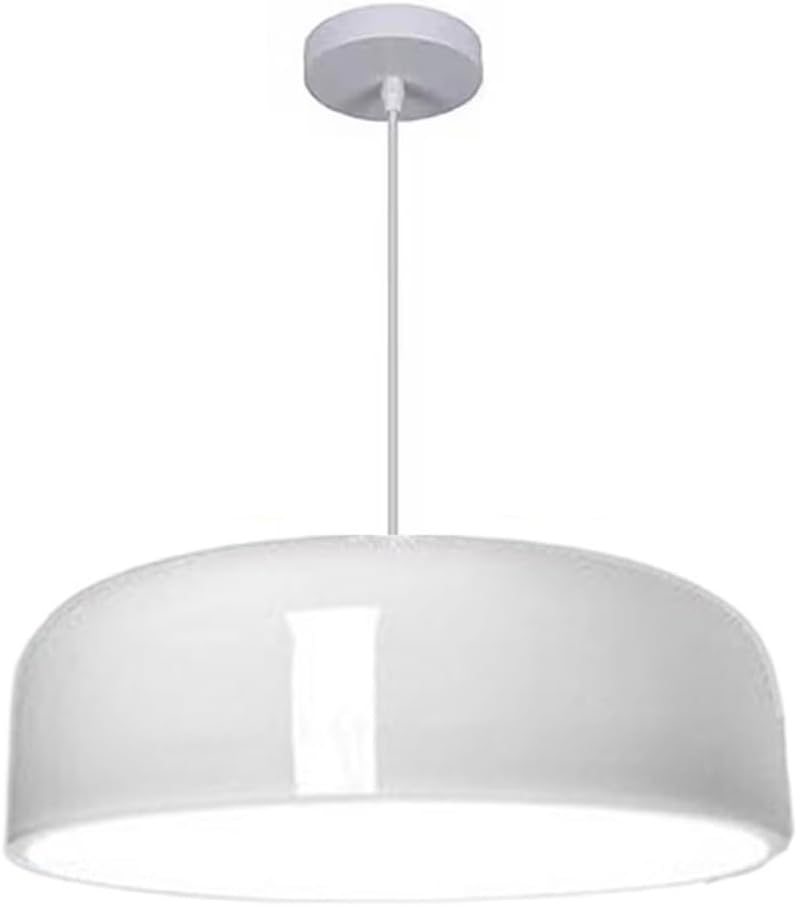 Black and White Light Metal Aluminum Shade Kitchen Island Ceiling Lights E27 Base 1-Light Adjustable Hanging Light Fixture for Dining Rooms, Bars, Clubs, and Restaurants/White/35Cm