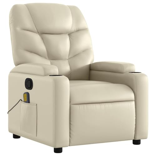 Gecheer Massagesessel mit Relaxfunktion, Kunstleder, Creme, Sessel Wohnzimmer Fernsehsessel Liegesessel für Entspannung Homeoffice Leseecke3205644 – Bild 4