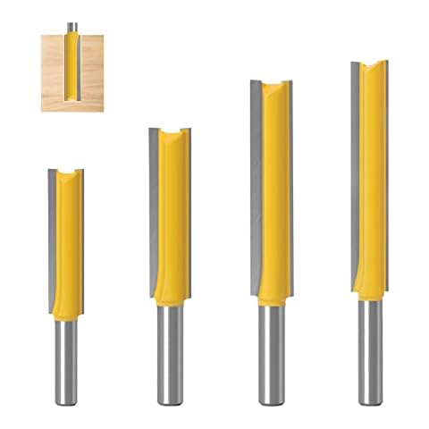4 Stück Fräser für Oberfräse 8mm Schaft, Extra Langer Bündigfräser, für Holz Fräser Schneiden Nutfräsen (72mm, 83mm, 96mm,109mm) Cover