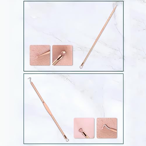 Kit 4 Ferramentas Extrator de Cravos em Aço Inox com Estojo - Limpeza Facial Profissional