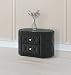 kidfeuyu Luxurious 1pc Oval Nightstand Plush Tufted Upholstery 8mm Tempered Glass Top Rounded Sides Two Storage Drawers Sparkling Knobs Wooden Bedroom Furniture Black