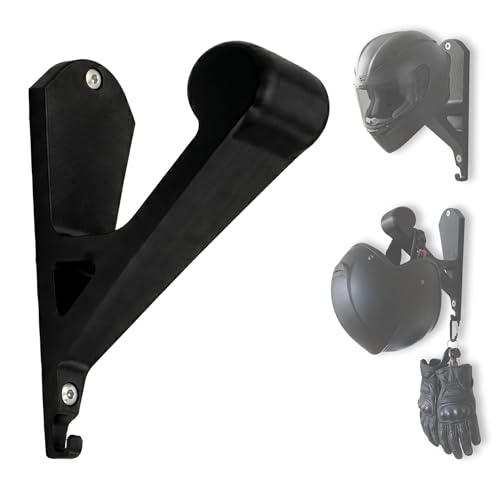 Image of Open and Full face Helmet, Keys and Jacket Hanger, Wall Mount Helmet Hook, Key Holder Black