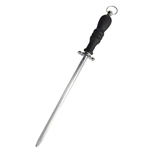 Riuulity Afilador de Cuchillos, Palo Profesional, Hoja de Afilar, Negro, para Uso Doméstico, Acero Al Carbono, Varilla para Afilar Cuchillos de 10'