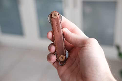 Wunderkey W-WK-LHG2-8 Havanna Leather Key Tidy with Gold Coloured Hardware, Brown - Image 4