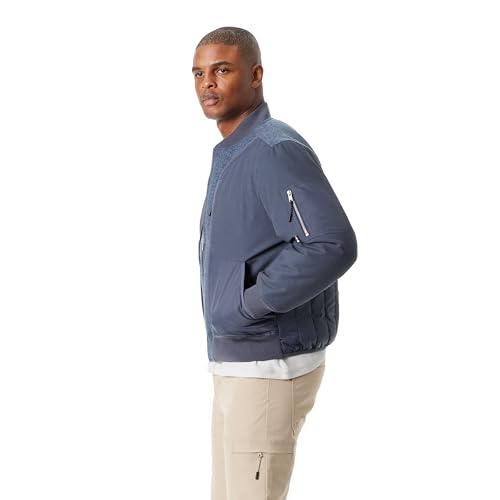 Image of BASS OUTDOOR Men's Hero Mix Media Zip Up Front Bomber Jacket With Sleeve Pocket Standard