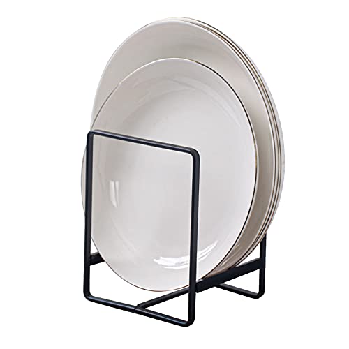 Klyuqoz Plate Organizer For Cabinet, 2Pack Metal Plate Holders,Plate Racks For Kitchen Cabinets, For Pantry, Shelves, Frying Pans, Lids, Cutting Boards, Vertical Or Horizontal Placement (Black) #TOP7
