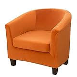 cjc Velvet Club Chair Slipcover,Stretch Tub Chair Cover Barrel Chair Slipcover Armchair Sofa Cover Removable Elastic Furniture Protector,2-Piece Arm Chair Covers for Living Room(V-Orange,1pc)