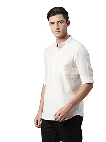 Image of KRYPTIC Men Solid Full Sleeve Regular Shirt Kurta