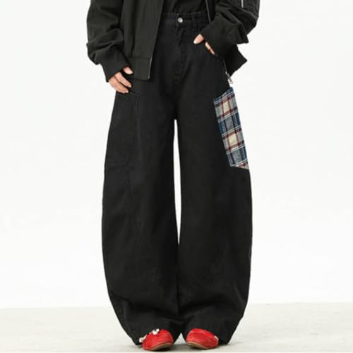 Baggy Barrel Jeans for Women Pinstripe Wide Leg Loose Fit Denim Pants Oversized Vintage Hip Hop Clothes4