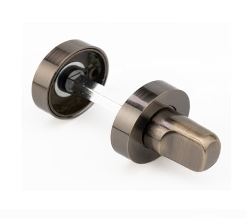 Muletilla y desbloqueo redonda en acabado bronce, cierre de condena para puertas de madera interior 127HP es de 50mm y 124HP de 35mm de diámetro de roseta, cuadradillo de 6mm (35mm)