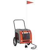 vidaXL Fahrradanhänger für Haustiere Orange und Grau 125 x 53 x 54 cm, Garten & Terrasse, moderner...