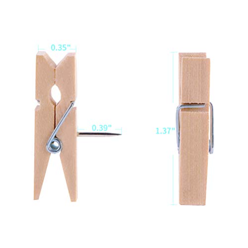 35 Pcs Multi-Function Wooden Clips Cork Board Push Pins, Clip Bulletin Boards Pushpin Artworks Tacks, Thumbtacks Crafts Paper Pin No Holes For Corkboards, Photo,Wall,Map,Office School Organization #TOP4