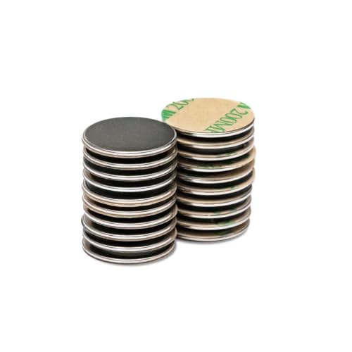 ITALFIT MAGNETI - 20 Pezzi Magneti Forti al Neodimio 20x1 mm con Adesivo - Calamite Adesive Sottili Potenti per Casa e Ufficio - Calamite piccole rotonde - Calamite Piatte e Versatili