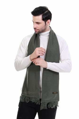 Image of Pick Ur Needs Premium Men's Warm And Stylish Woolen Muffler With Solid Color Plain Design And Stylish Tussles Ends Muffler For Men