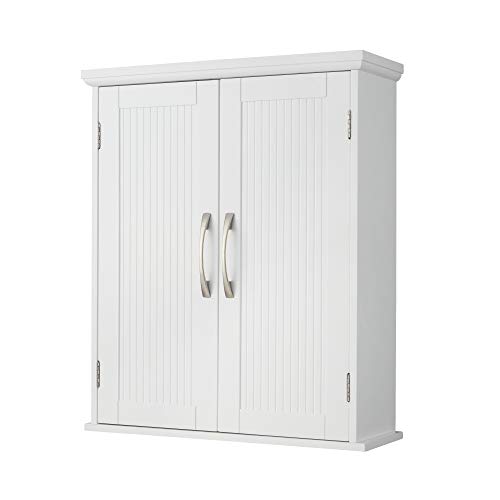 Teamson Home Armoire à Pharmacie Murale en Bois pour Salle de Bain avec étagères réglables Blanc EHF-F0007