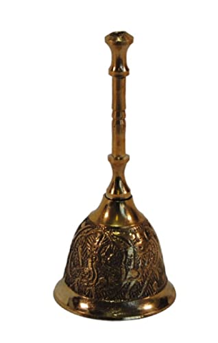 11Cm Traditional Indian Brass Prayer Bell | Ghanti Temple Hindu Pooja Puja Brass Hand Singing Meditation Yoga Dorje Vajra #TOP1