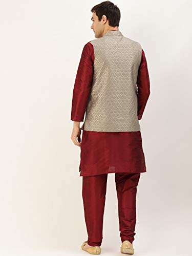 Image of SOJANYA (Since 1958 Men's Silk Blend Kurta Pyjama & Nehrujacket Combo