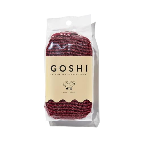 Image of Goshi Exfoliating Shower Sponge- Brick Red, Rapid-Drying, Rip Resistant
