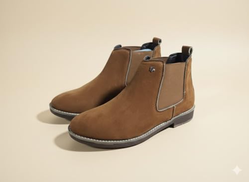 Image of Men's Chelsea Boots Suede Finish Slip-On Ankle Boots Elastic Side Panel Casual & Formal Wear