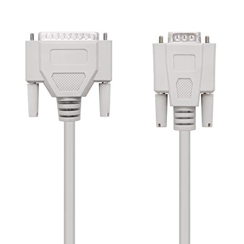 Cavo null modem seriale, DB9 a DB25 maschio, 1,8 m, consente il collegamento tra computer e dispositivi seriali per il trasferimento dei dati.