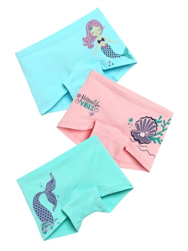 Image of mackly Girls Boxers (Pack of 3) - Printed Cotton Boxer Shorts, Seamless Comfort, Mid Waist Boyshorts Panties