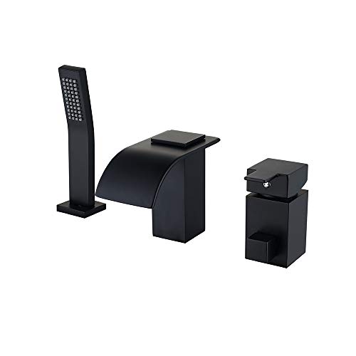 Robinet de baignoire cascade anti-éclaboussure noir 3 trous pour remplacer un vieux mitigeur