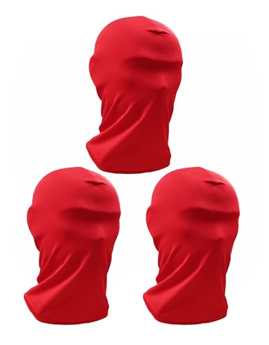 Kninmdor Full Face Mask Spandex Hood Mask Unisex Skin Masks for Halloween Costume (Red Sets)