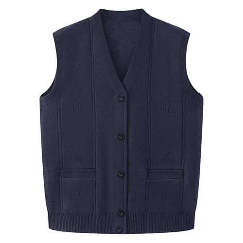 Mens Sleeveless Button Down Sweater Vest V Neck Classic Knitted Sweaters Fall Winter Casual Comfy Front Open Cardigan