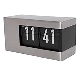 Fockety Orologio da Tavolo a Ribalta, Display a LED, Cambio Pagina Automatico, Calendario 12 Ore AM/PM, Orologio a Ribalta, Sveglia Perpetua retrò a Batteria per Casa, Ufficio, Scuola, (SILVER)