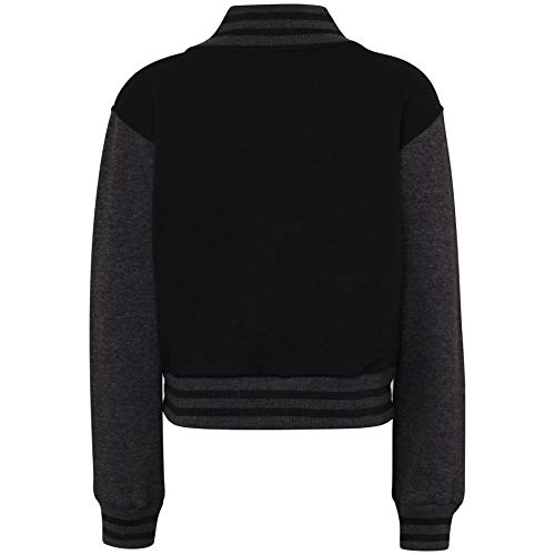 Baseball Contrast Jacket Varsity Style Coat - B.B Plain Jacket Black & Charcoal 11-122