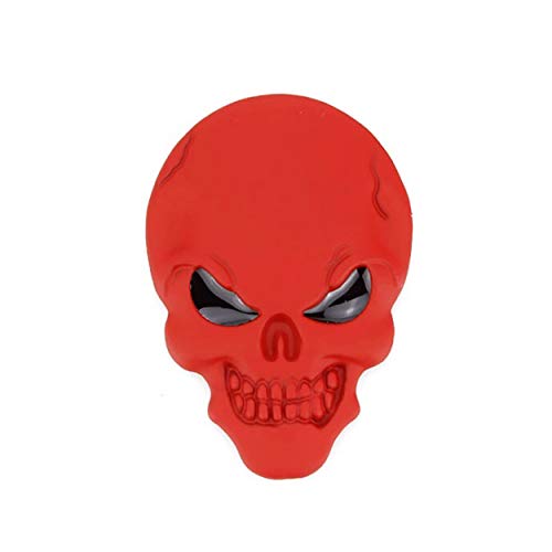 Image of CB 2-Pcs of 3D Metal Badge Motorcycle Car Sticker Logo Emblem Adhesive Decals Decoration for Car Styling, Skull-Matte Red