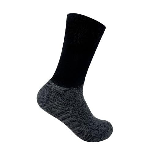 Image of Mint & Oak Padded Diabetic Socks for Men & Women - Black | Breathable Cotton Blend | Blister Protection | Non-Binding Comfort Fit Extra Wide Cuff | Free Size