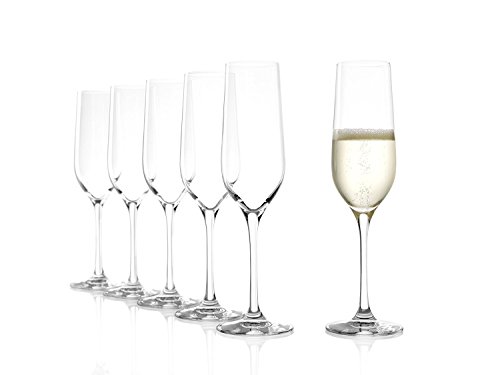 QUALITÀ ECCELLENTE - Grazie alla tiratura dello stelo dal calice, questo flute si presenta elegante e senza cuciture o passaggi percepibili. L’assenza di saldature dona stabilità al calice