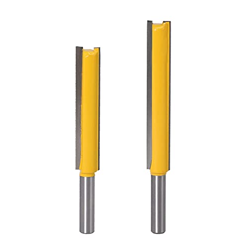 Bestgle 2 piezas Fresas de Ranurar Profesional 8mm vástago Hoja extra largo recto Fresa Bit Brocas rectas de flauta doble Herramienta de Corte Profesional para Carpintería Cover