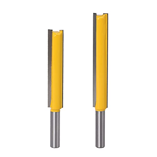 Bestgle 2 Stück Professionelle Nutfräser 8mm Schaft Extra Lange Gerade Fräser Bit Gerade Doppelflöte Gerade Bohrer Professionelle Schneidwerkzeug für Holzbearbeitung