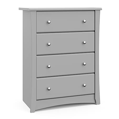 Image of Storkcraft Crescent 4 Drawer Chest (Pebble Gray) – GREENGUARD Gold Certified, Easy-to-Match Chest of Drawers for Nursery and Kids Bedroom, Dresser Organizer for Children’s Bedroom