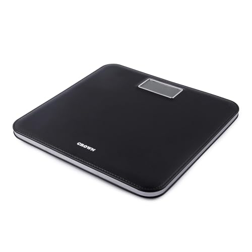 Image of CROWN ELITE Digital Weight Machine For Body Weight Weighing Machine Leather Look Fiber Body Digital Human Weighing Scale With Large Lcd Display (black),180 kg