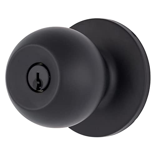 BRINKS Transitional Keyed Entry Door Knob - Matte Black Exterior Door Lock Set Seamlessly Blends with Interior Dcor 1 Pack