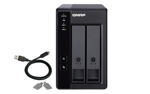 QNAP TR-002-A-US Armazenamento de conexão direta (DAS) USB tipo C de 2 compartimentos com RAID de hardware (sem disco)