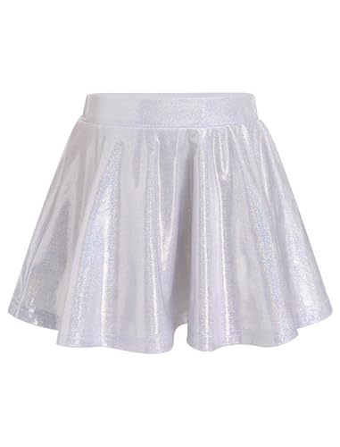 Image of Girls Metallic Sparkly Crop Top and Ruffle Mini Skirt Rave Party Jazz Dance Circus Performance Outfit