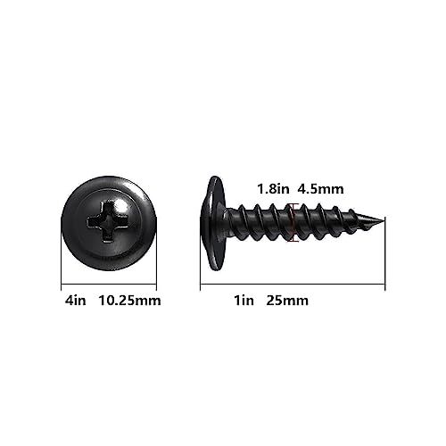 Image of (200 pcs) Wensilon #10x1 inch Black Phillips Truss Head Wood Screws Quick Metal Self Tapping