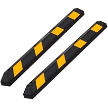 Guardian 4 Pack Parking Stop, Rubber Stopper and Curb with Mounting Holes, 6 Ft, Black/Yellow - Highly Visible Accessory for Car and Passenger Safety - Ideal for Job Sites, Driveways, and Garages