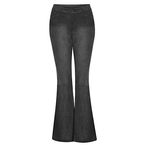 image for VEZAD Store Women's Flare Bottoms Pants Suede Low Waist Solid Color Ca
